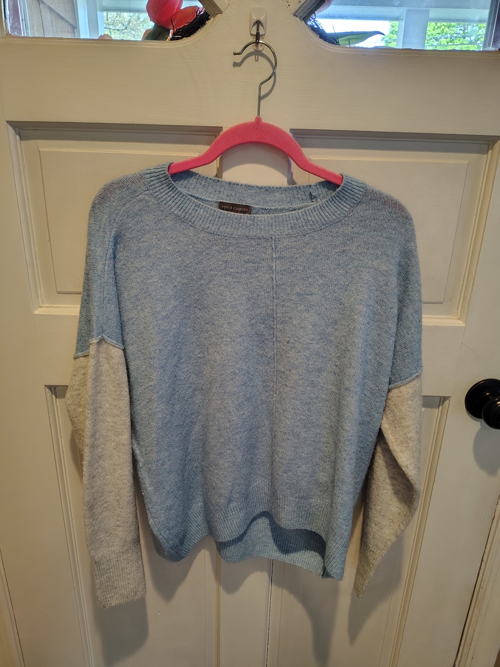 Vince Camuto Light Blue and Gray Crewneck Colorblock Sweater sz. M,